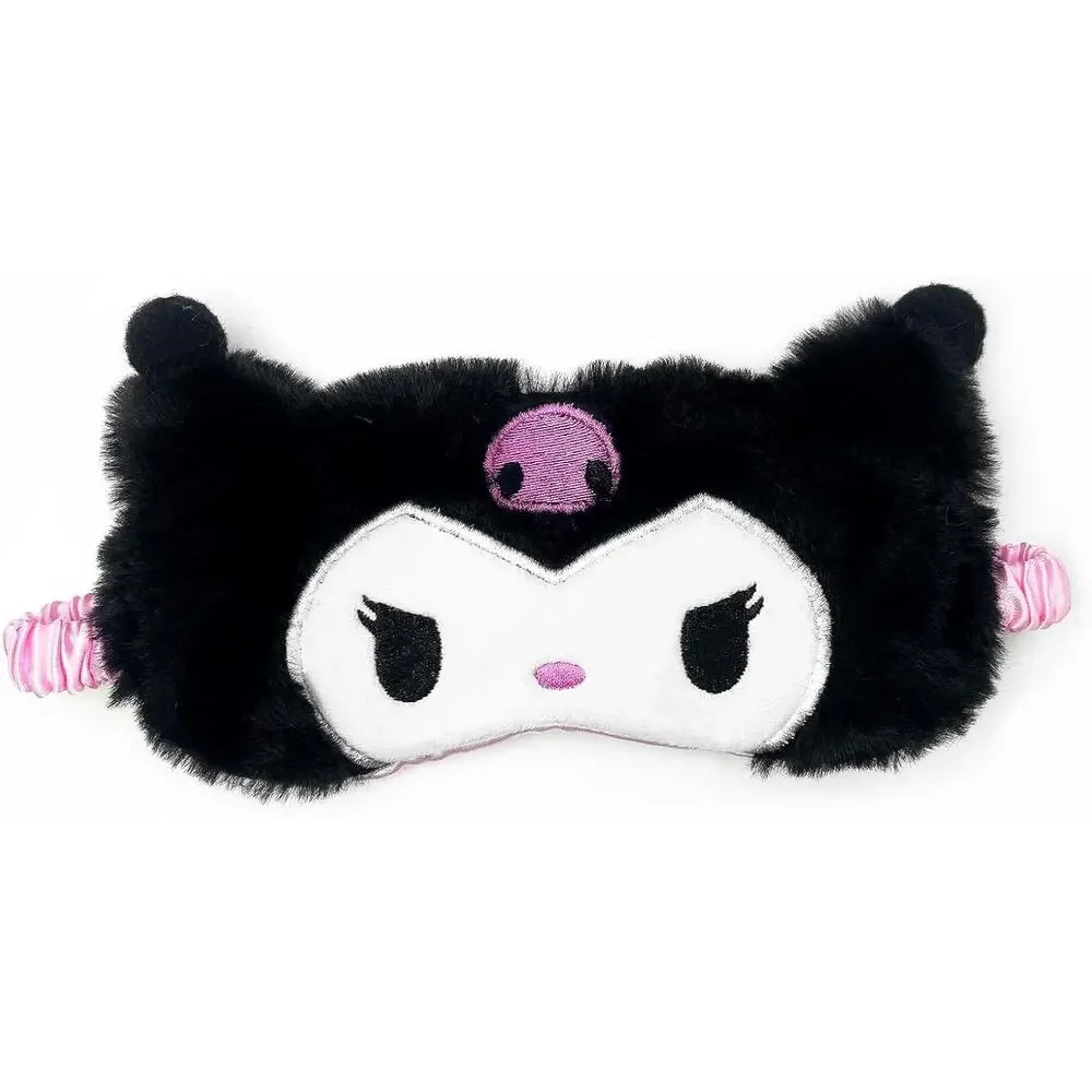 Kawaii Black Plush Sleep Cute Cartoon Eye Cover Soft Fluffy Blackout Mask Kids